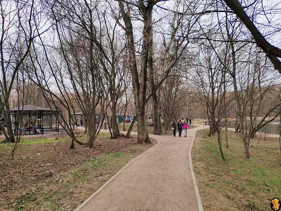 Парк Покровское-Стрешнево. Пруды пятый, шестой, седьмой (где церковь и усадьба). Апрель 2019