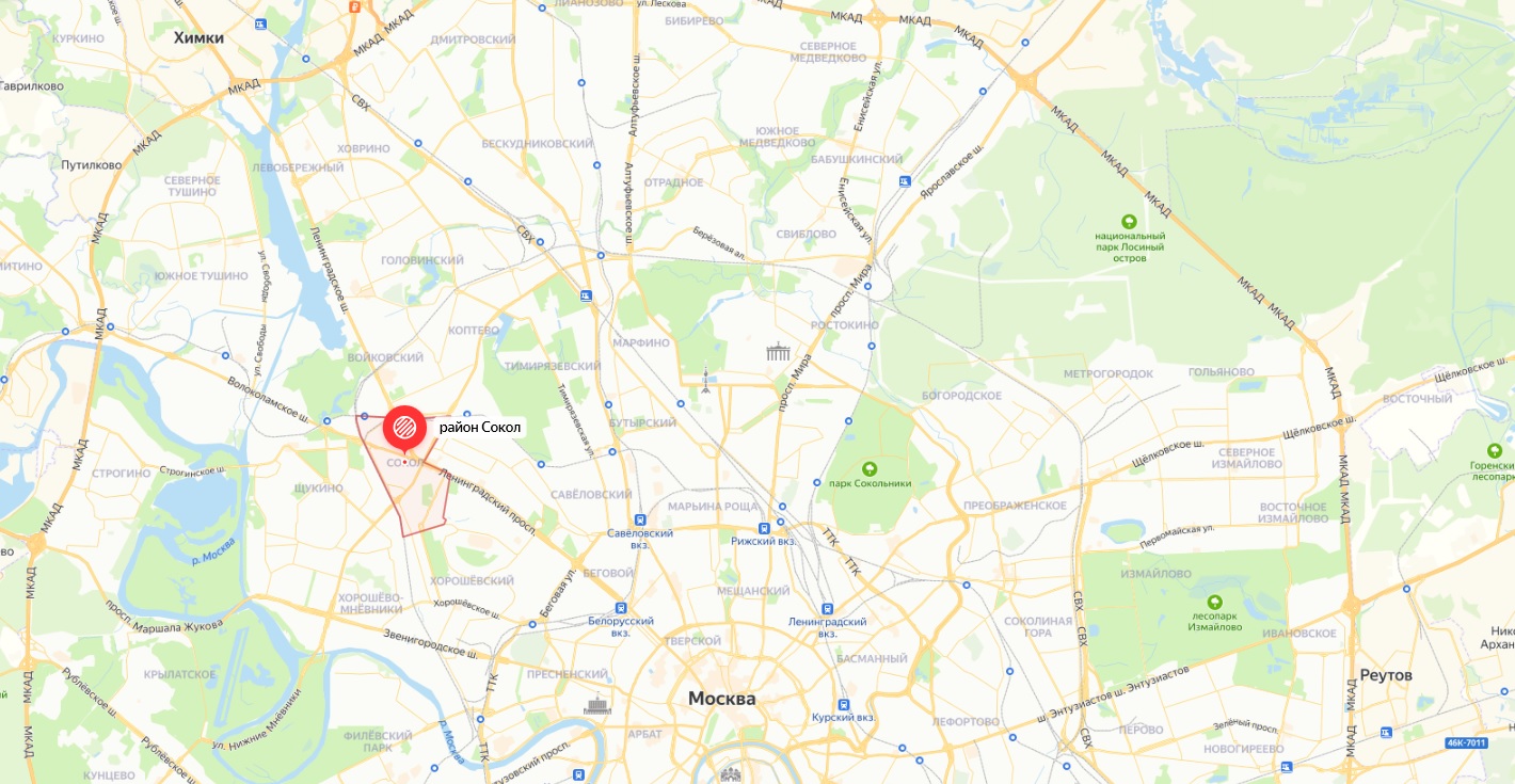 Карта район Сокол