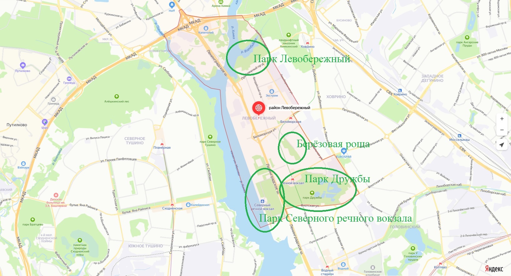 Схема парков район левобережный