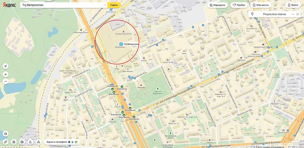 Карта Торговый центр Метрополис