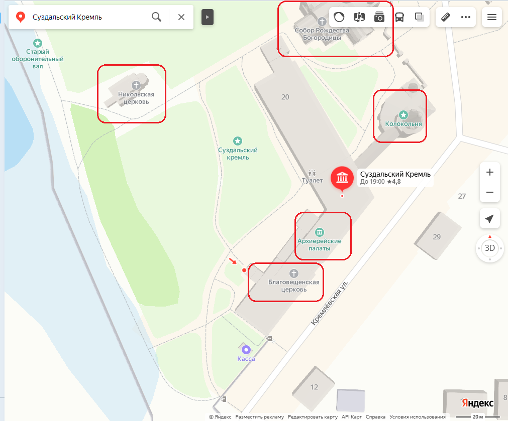 Карта Суздальского Кремля.