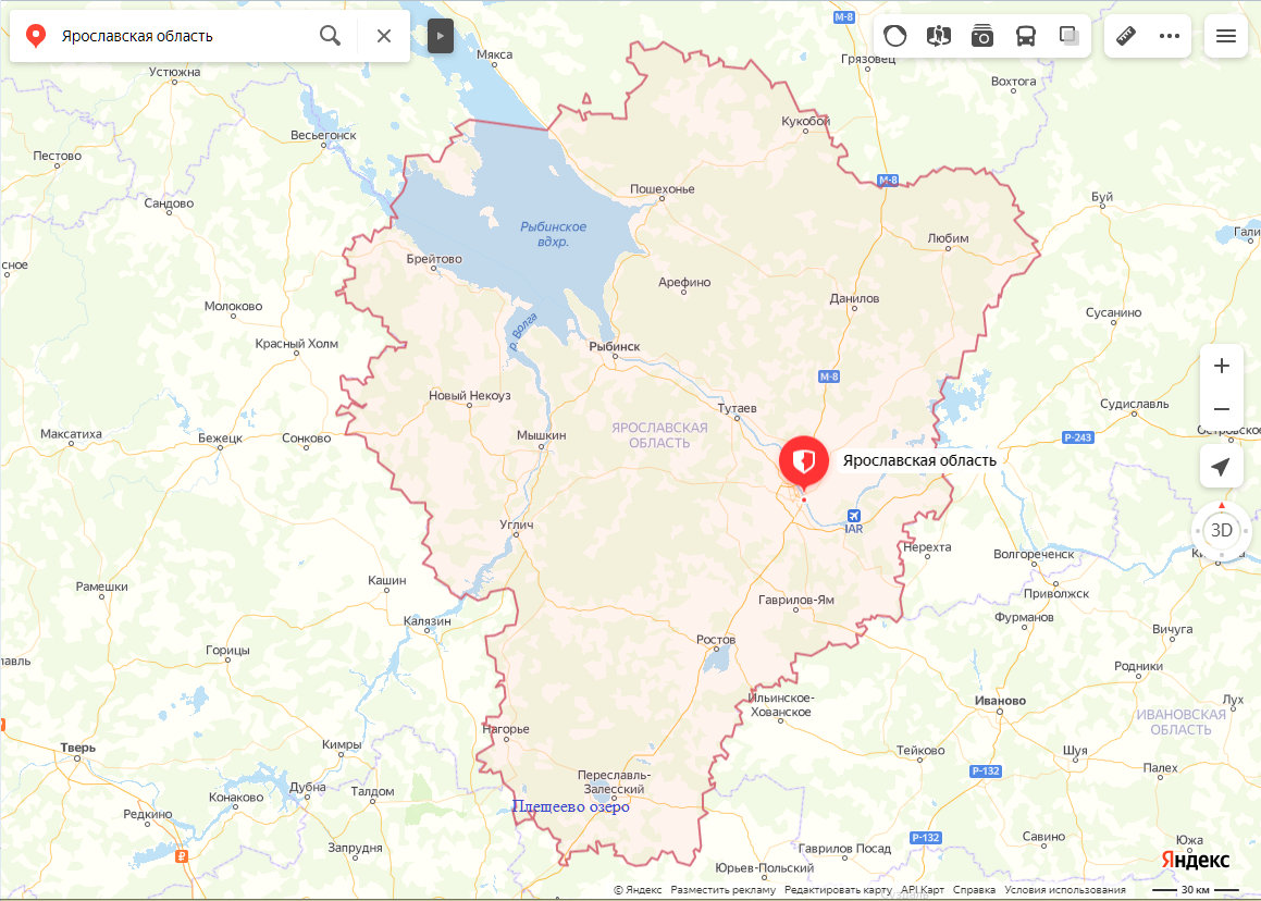 Карта Ярославской области.