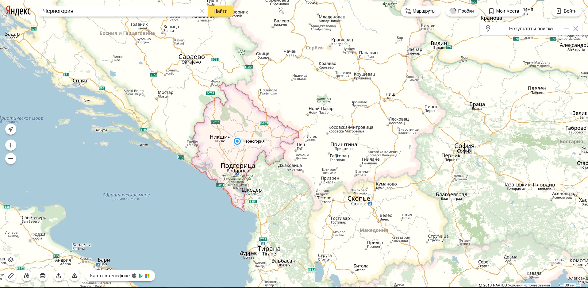 Карта. Черногория